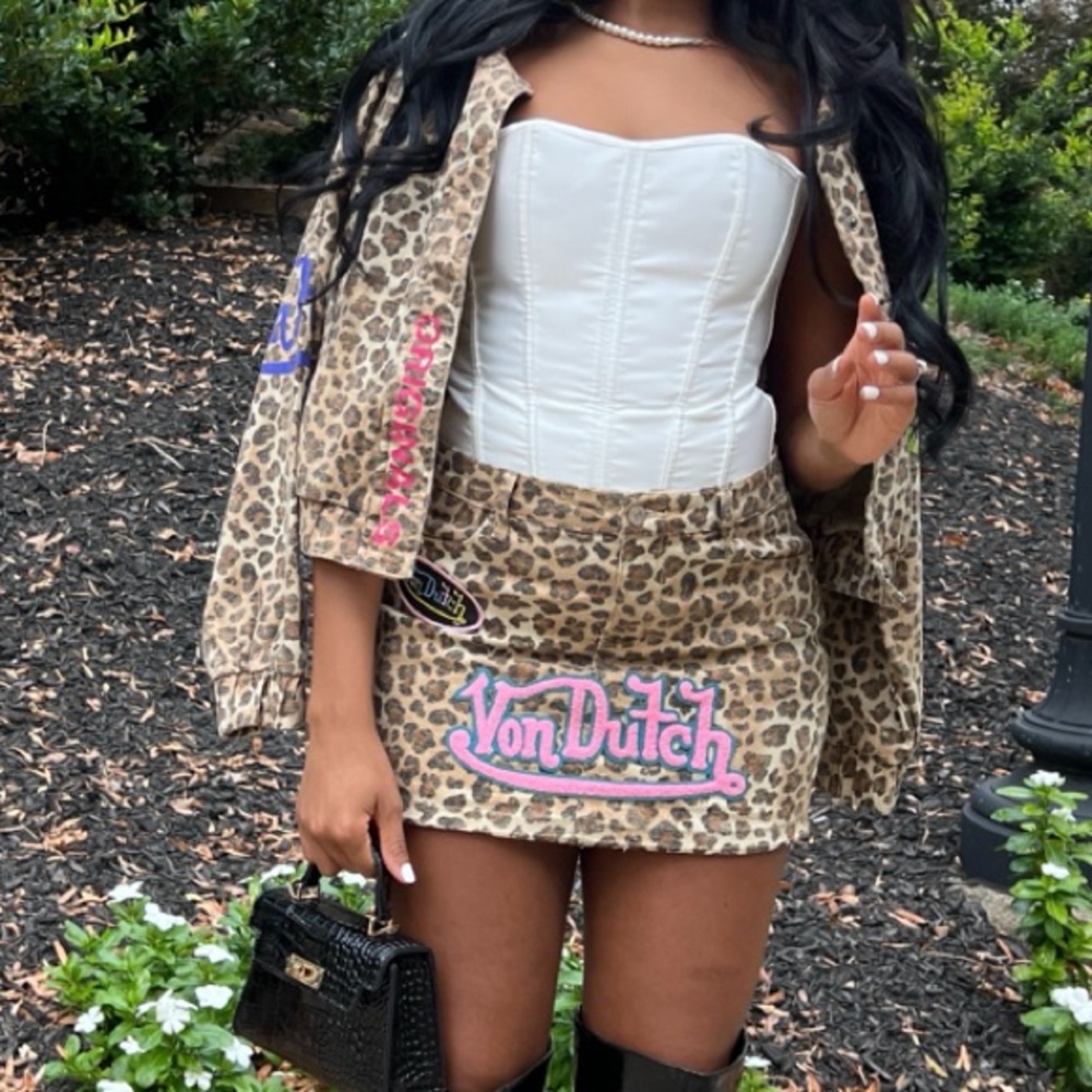 Von Dutch Leopard Print Skirt Set